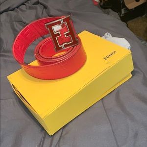 Red Authentic Fendi belt with box